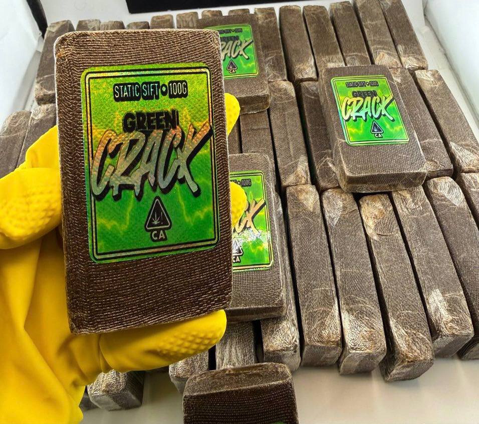 Green Crack Hash cannabis concentrate with rich resin and smooth texture